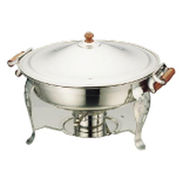 UK 18-8 NTE-32 木柄 丸チェーフィングデッシュ(両手) 13 1-2インチ